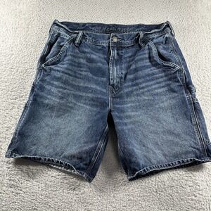 AE American Eagle‎ Carpenter Jorts Denim Shorts Mens 34 Faded 8" Whiskering